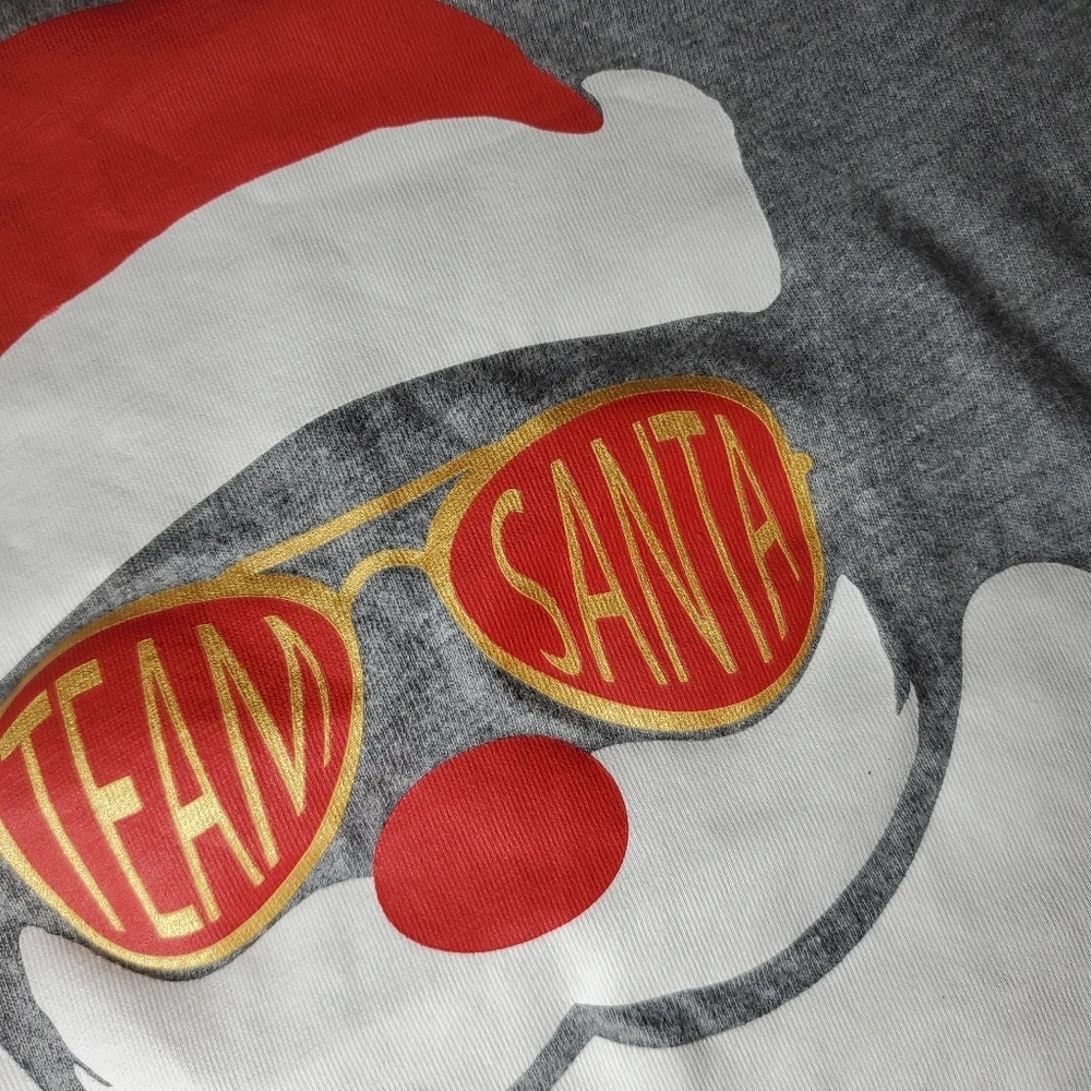 Carter's Kid Size 5/5A Gray Team Santa Cotton Graphic Print Long Sleeve Tee NWOT
